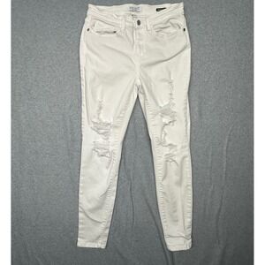 Judy Blue White Skinny Fit Distressed Jeans Women's Size 9 29 Ripped